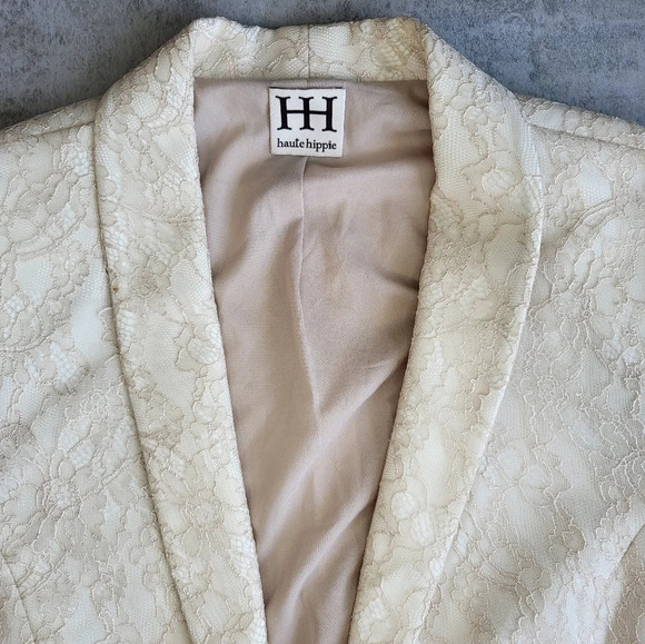 Haute Hippie Cropped Lace Blazer Jacket - Picture 3 of 12